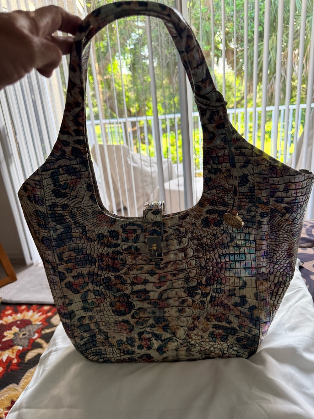 Brahmin Carla Leopard Melbourne Multicolor Croc-Embossed Tote Bag - Women